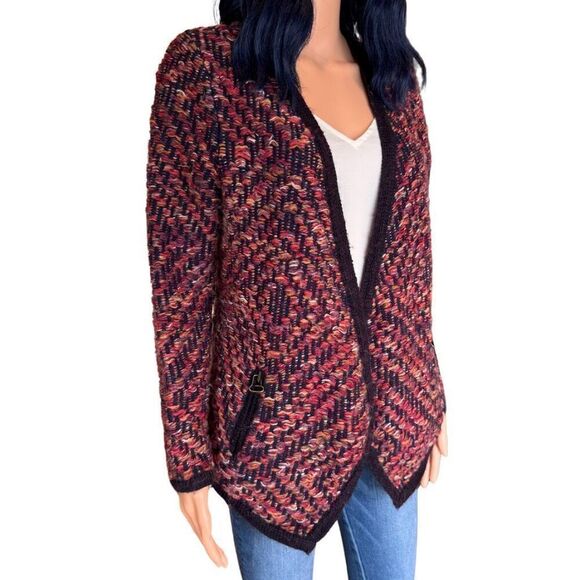 MOTH by Anthropologie Jacquard Jacket Cardigan Sweater Small Wool Cotton - Picture 3 of 8